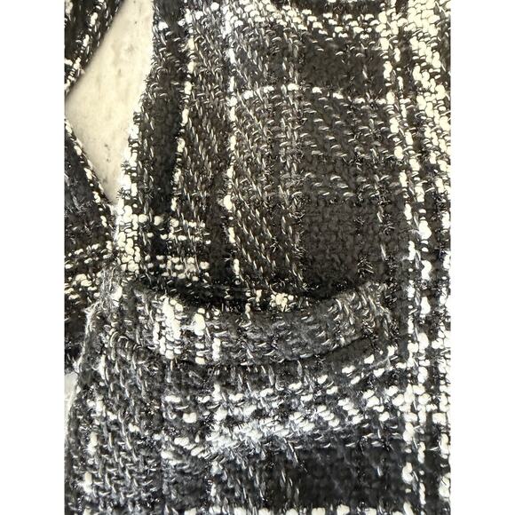 EXPRESS Plaid Tweed Boucle 1 Button Woven Coat Jacket Women Black White Small - Picture 5 of 10